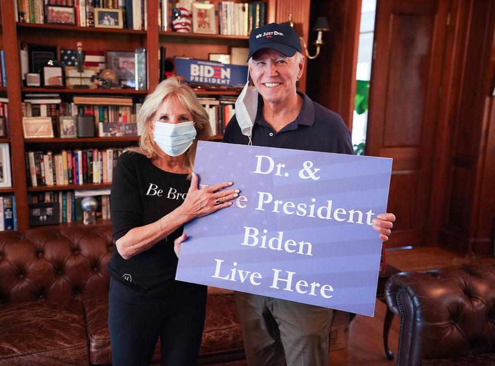 Jill and Joe Biden beaming after election win