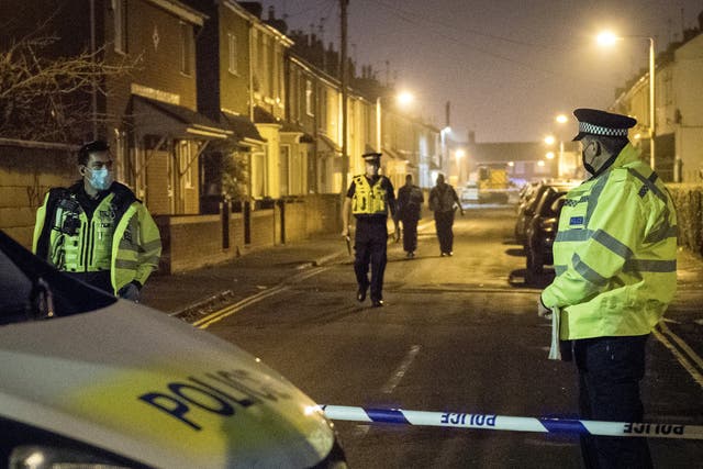 <p>Officers are pictured &nbsp;at the scene of a police shooting in Swindon on 8 November, 2020.&nbsp;</p><p>&nbsp;</p>