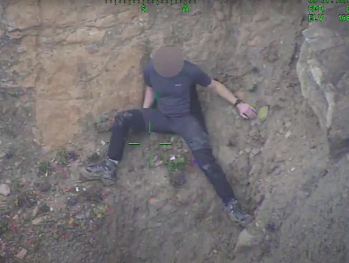 Coastguard helicopter winches man to safety from his ‘perilous’ position 