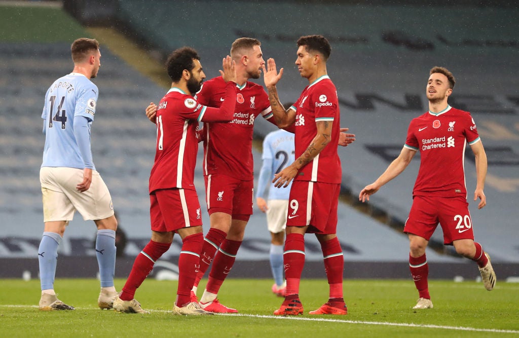 Liverpool celebrate taking the early lead