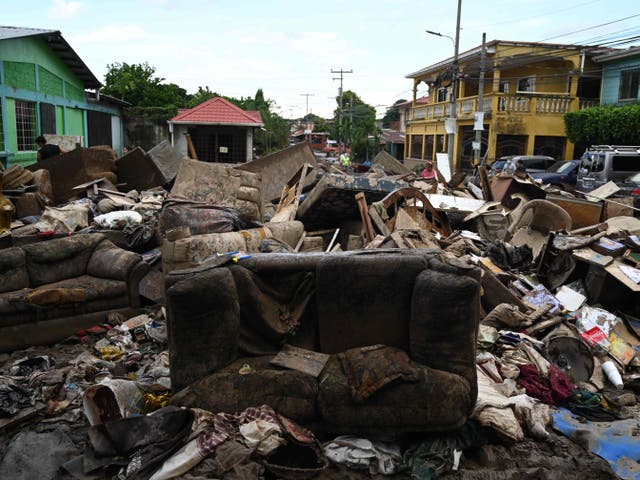 View of damages caused by the passage of Hurricane Eta in the municipality of Villanueva, department of Cortes, Honduras, on 7 November 2020