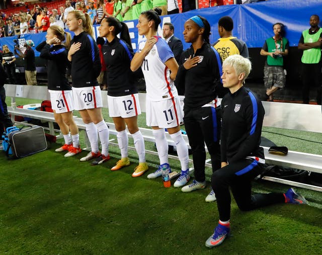 Megan Rapinoe felt a lack of support when she took a knee in September 2016