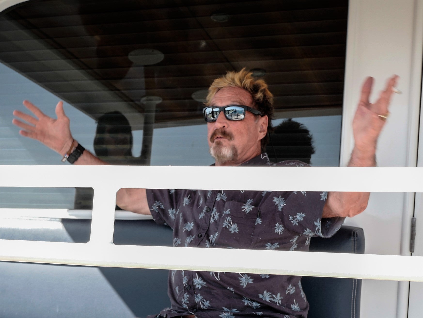US millionaire John McAfee on his yacht anchored at the Marina Hemingway in Havana, in June 2019