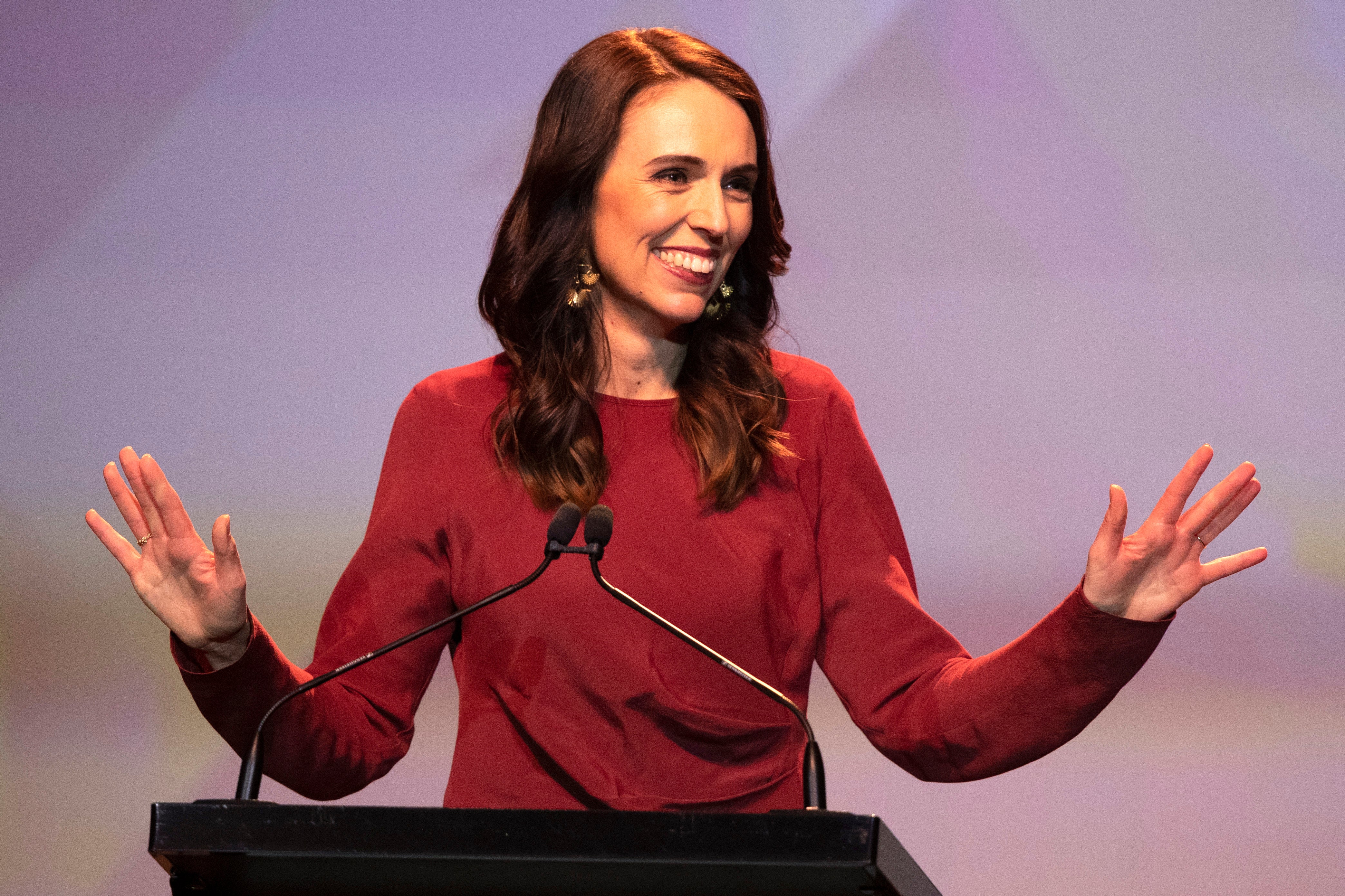 Jacinda Ardern, prime minister of New Zealand, giving her victory speech … nothing to do with cement