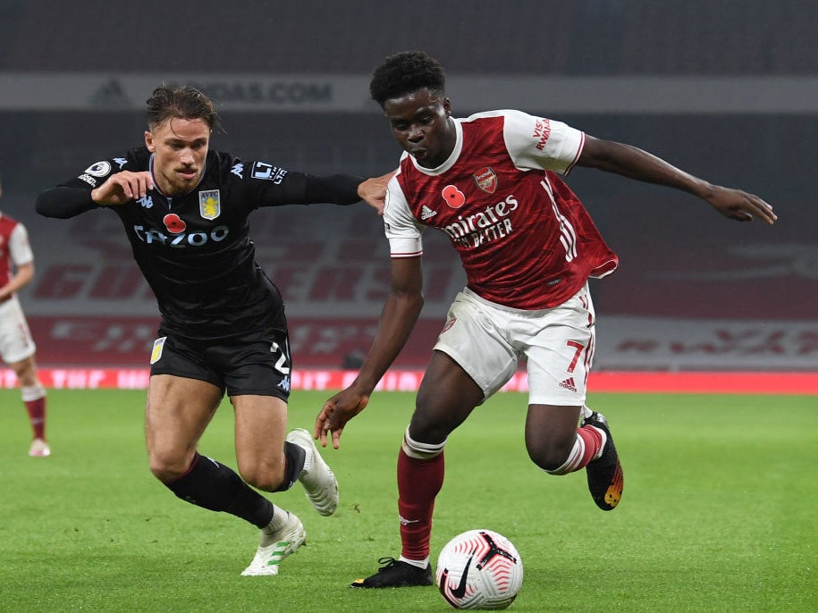 Saka struggled against Aston Villa