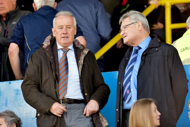 Rick Parry (left) has pleaded for government support until fans are allowed to return to matches