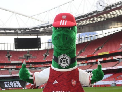 Gunnersaurus has returned to the Emirates Stadium a month after being sacked