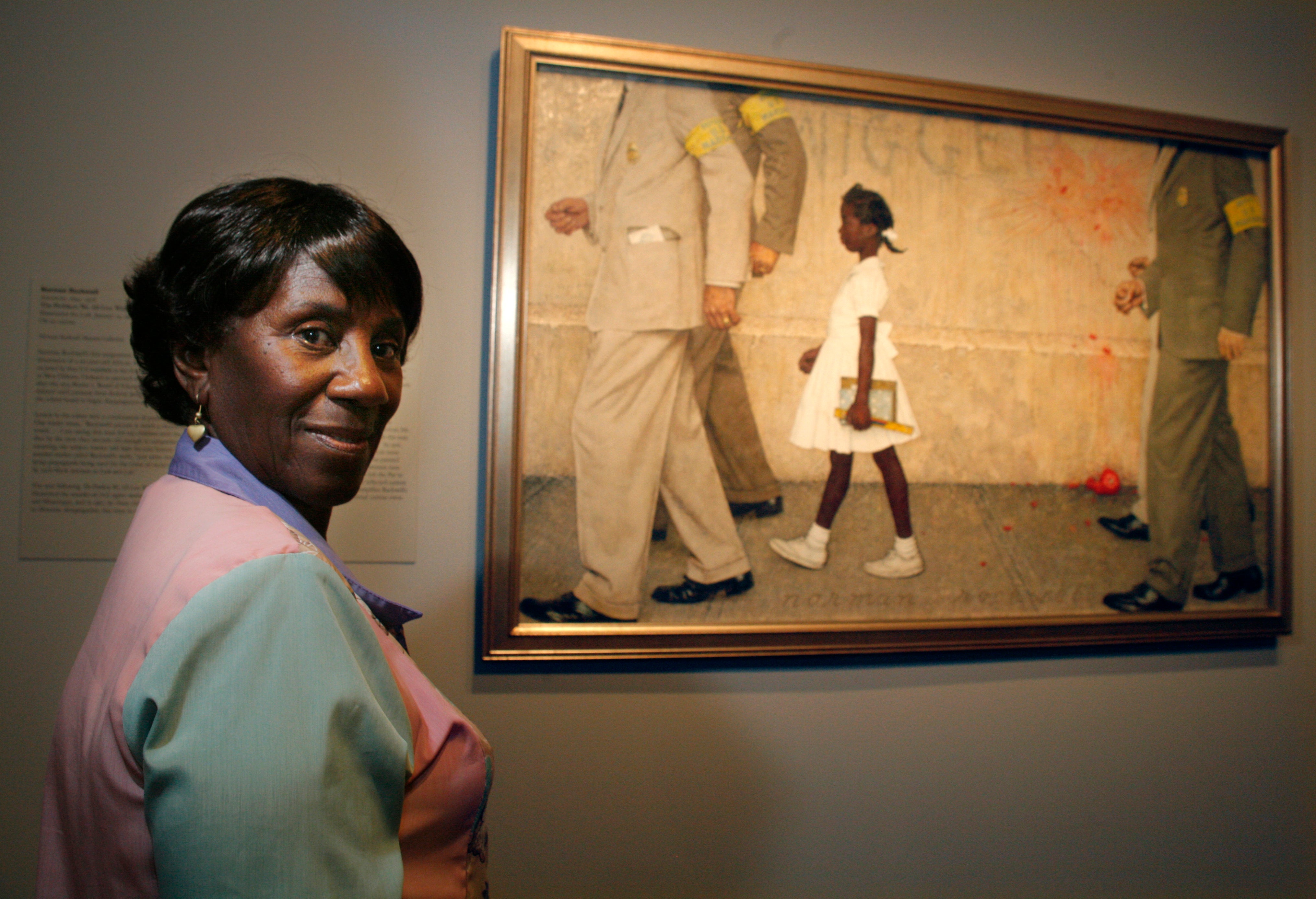 Lucille Bridges, mother of Ruby Bridges, with the Norman Rockwell painting depicting her daughter’s courageous attendance of a newly desegregated high school in Louisiana in 1960