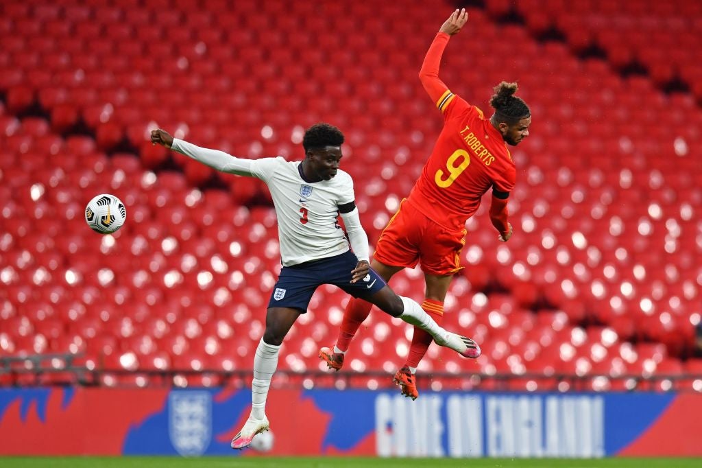 Bukayo Saka playing for England