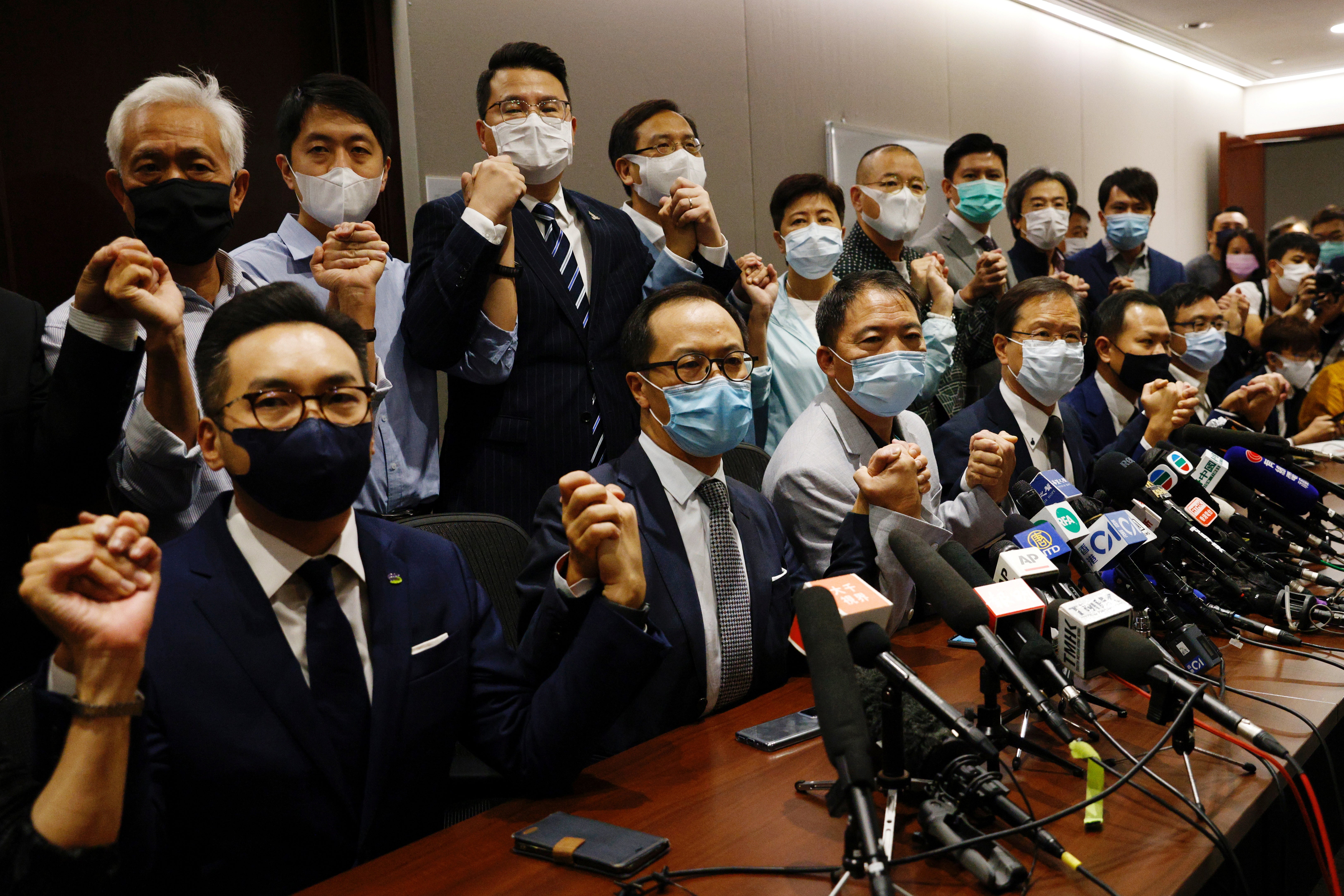 Pro-democracy politicians announce their resignation en masse from Hong Kong’s legislative council