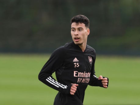 Gabriel Martinelli during training last month