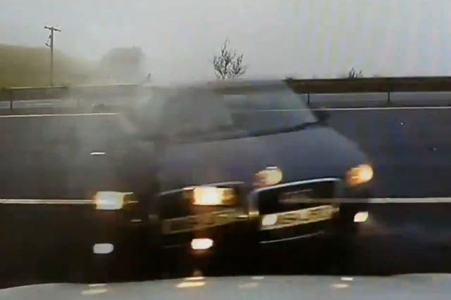 Car skids down M62