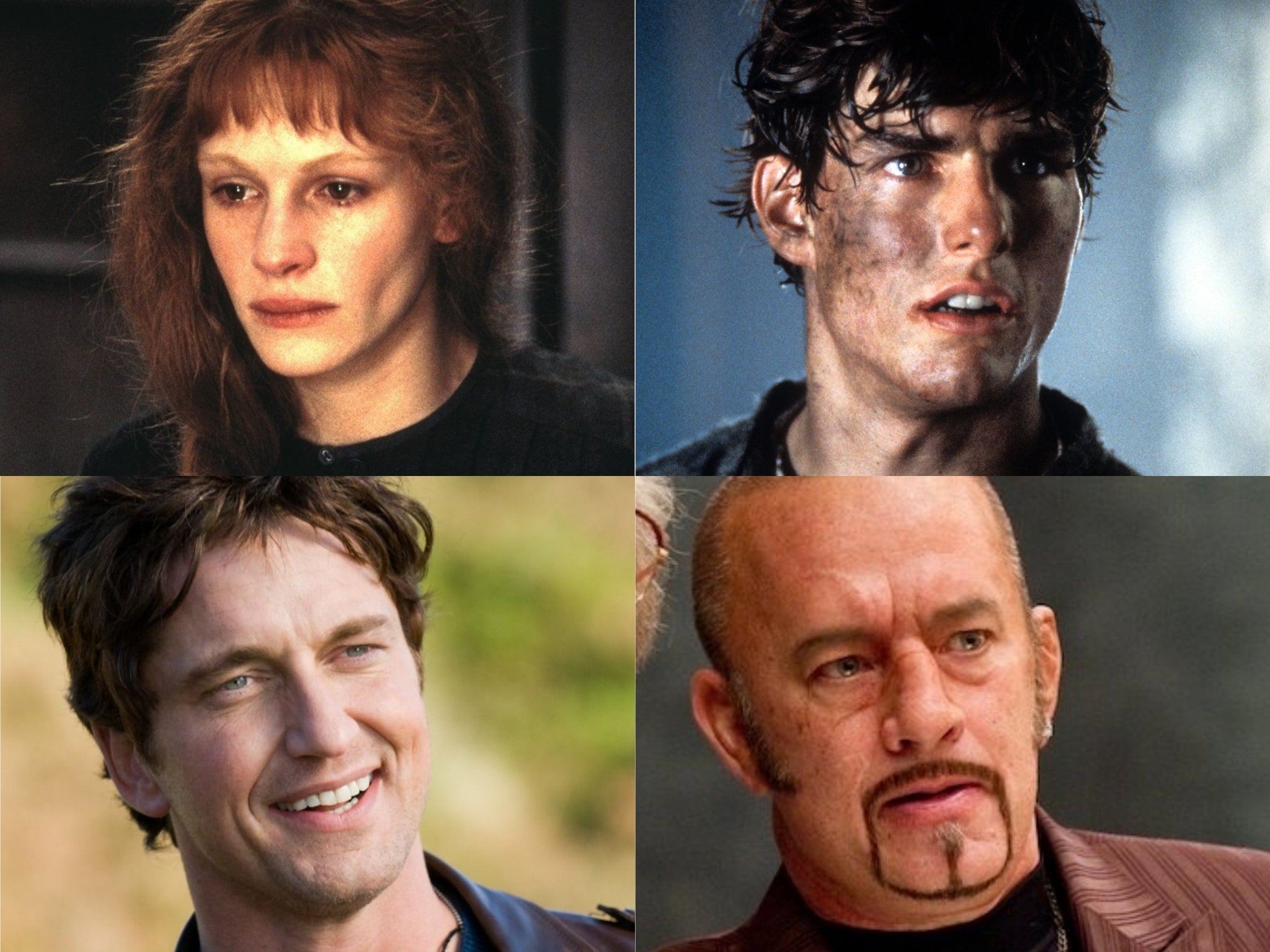 Clockwise from top right: Tom Cruise, Tom Hanks, Gerard Butler and Julia Roberts