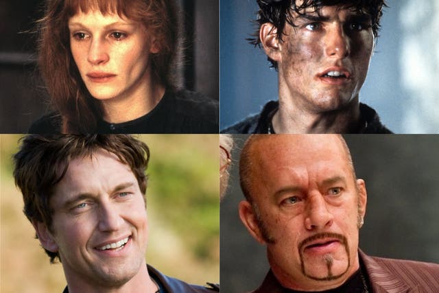 <p>Clockwise from top right: Tom Cruise, Tom Hanks, Gerard Butler and Julia Roberts</p>