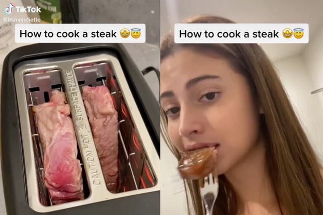 TikTok user goes viral over video showing her cooking steak in a toaster