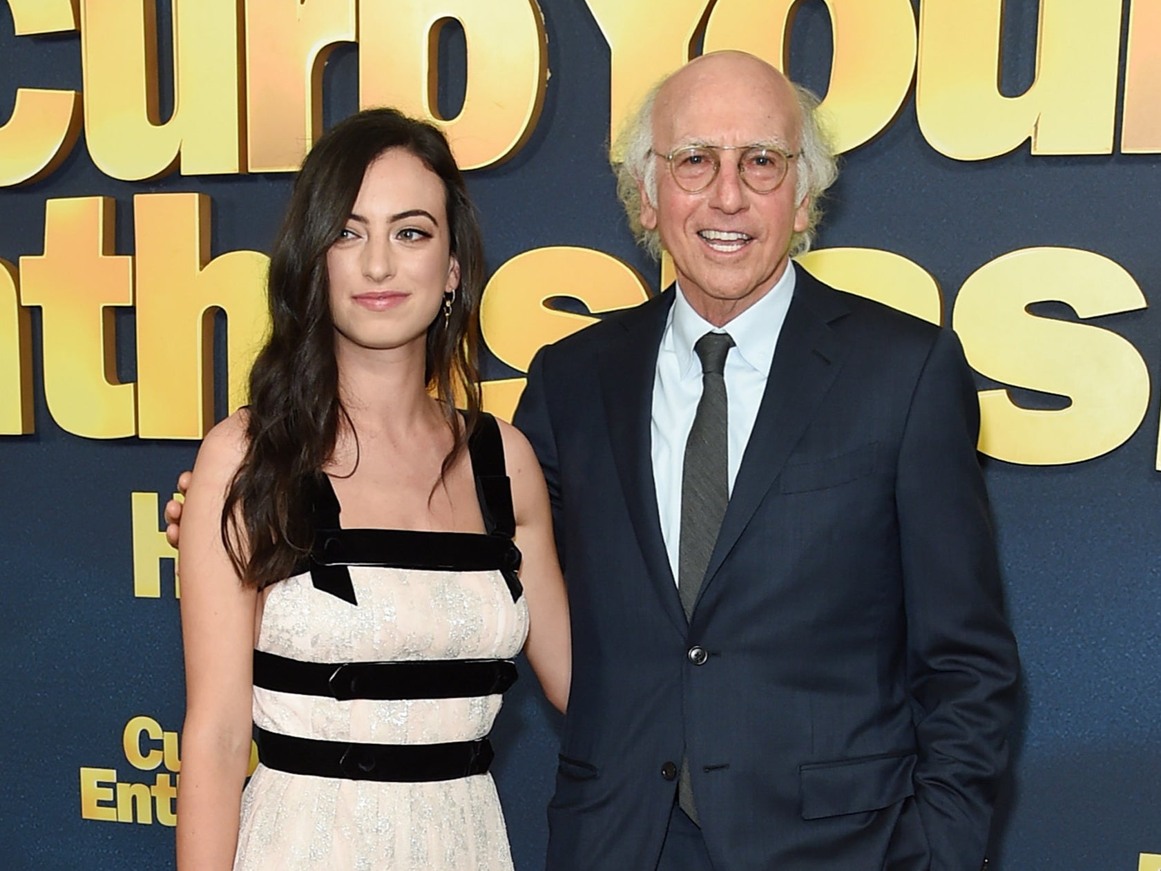 Larry David poses with his daughter Cazzie David at the ‘Curb Your Enthusiasm’ season nine premiere on 27 September 2017 in New York City