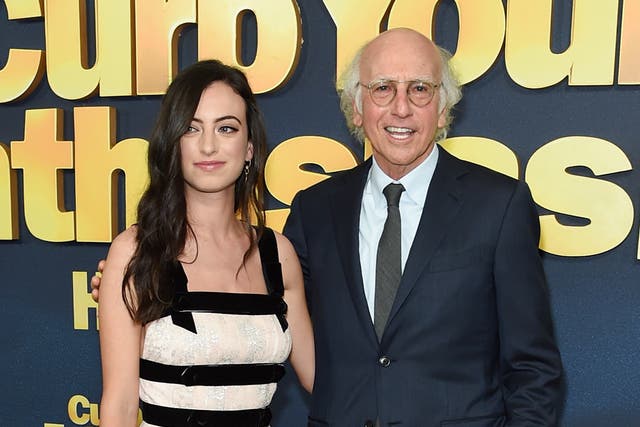 Larry David poses with his daughter Cazzie David at the ‘Curb Your Enthusiasm’ season nine premiere on 27 September 2017 in New York City