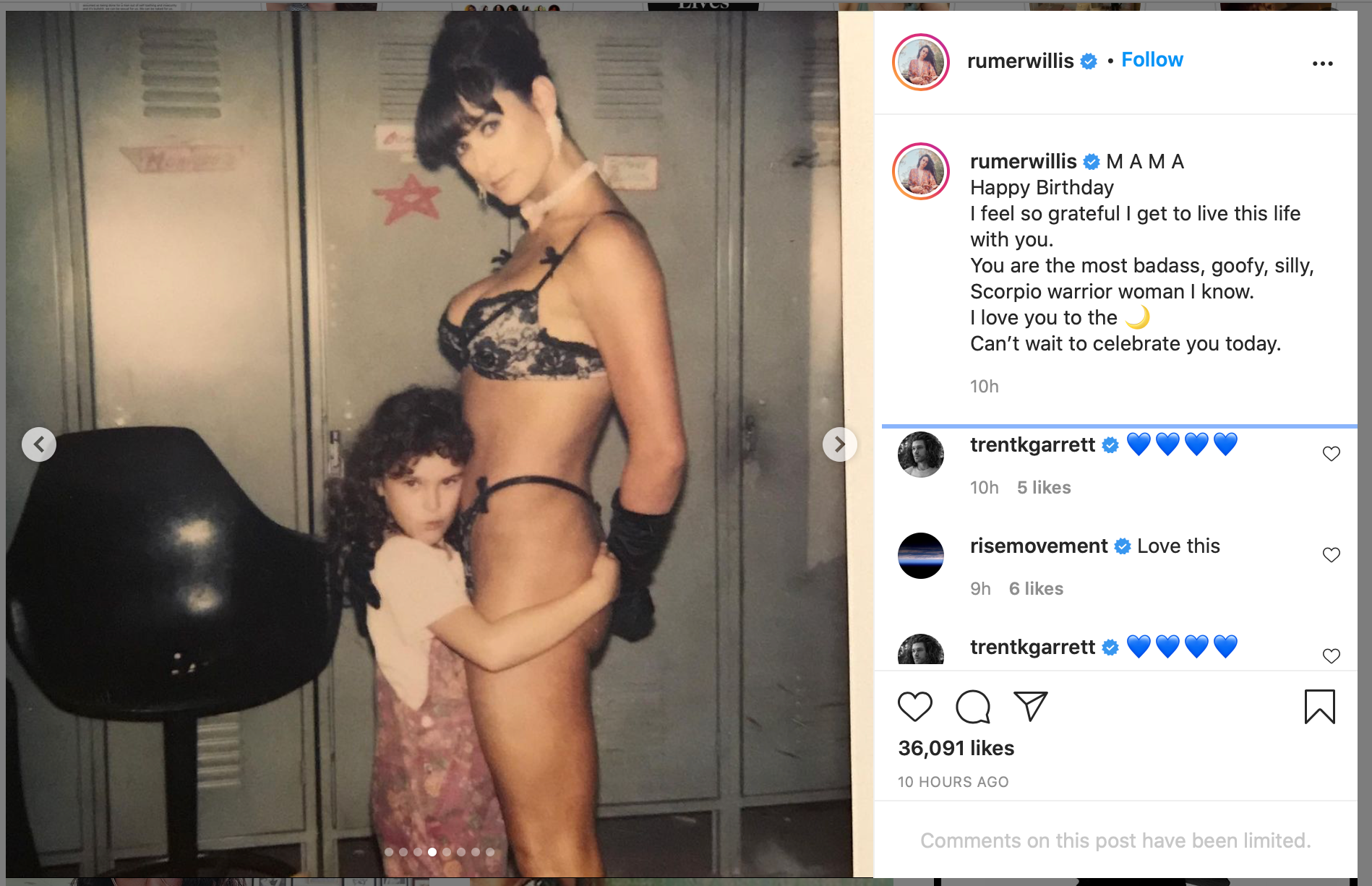 The ‘Striptease’ throwback posted to Rumer Willis’s Instagram