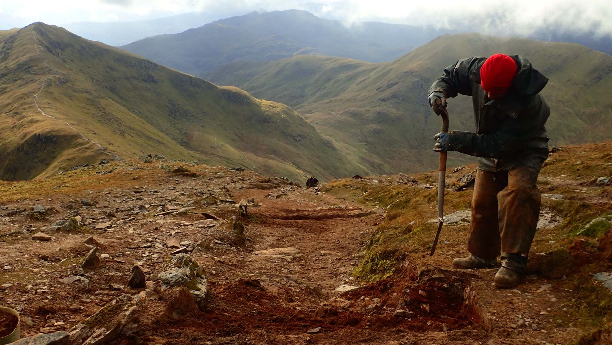 Path maintenance being carried out on Ben Lawers in the Highlands.