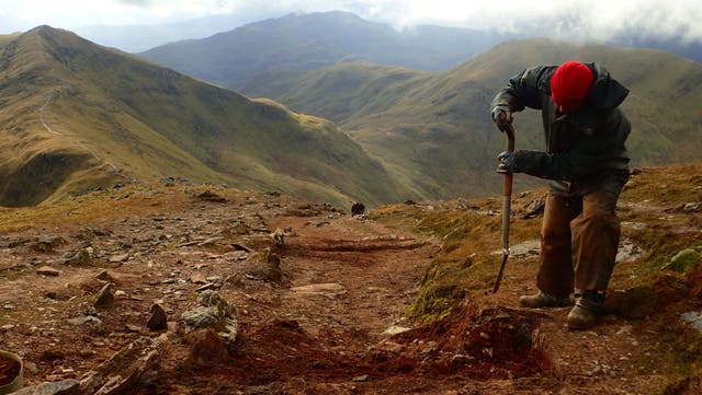 <p>Path maintenance being carried out on Ben Lawers in the Highlands.</p>