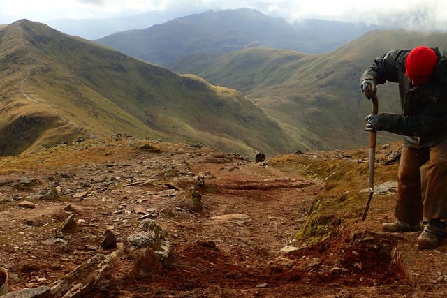 <p>Path maintenance being carried out on Ben Lawers in the Highlands.</p>