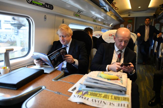 <p>Boris Johnson with his former director of communications Lee Cain</p>