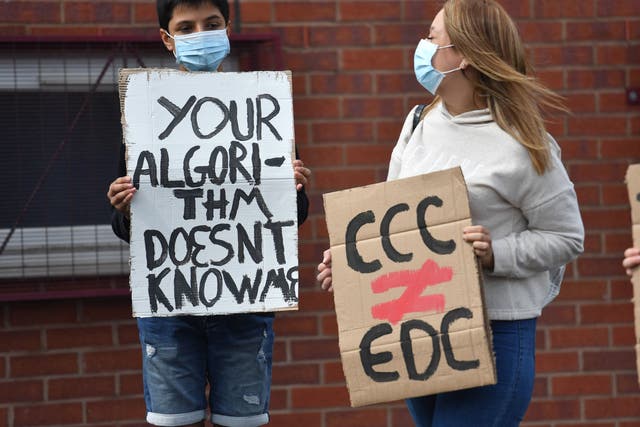 Students protested against a controversial grading system following this year’s results day