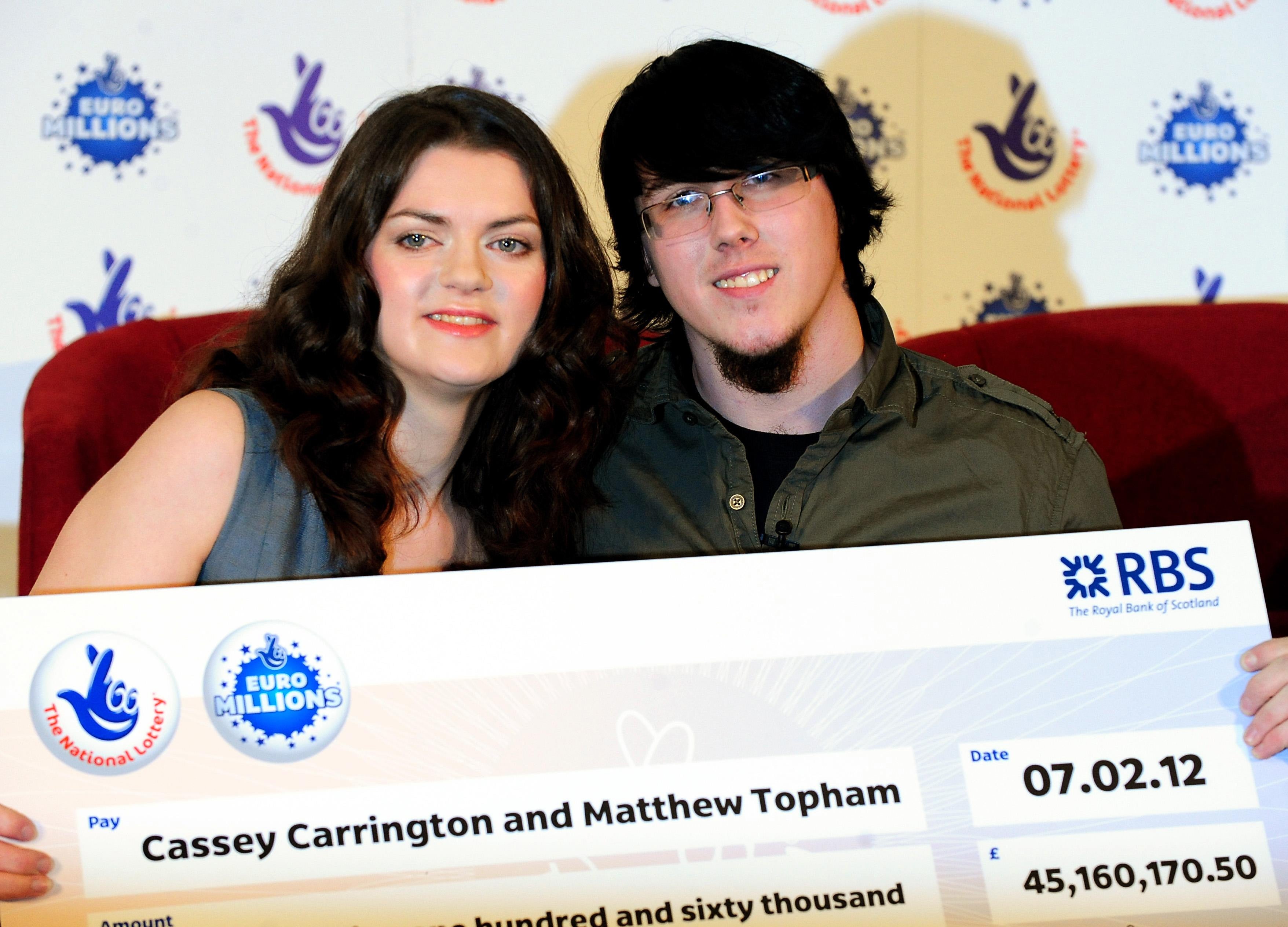 Matt Topham pictured with Cassey Carrington at the time of their lottery win