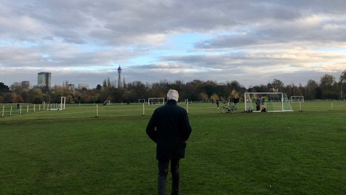 The EU chief negotiator paid a visit to a football pitch in Regent’s Park