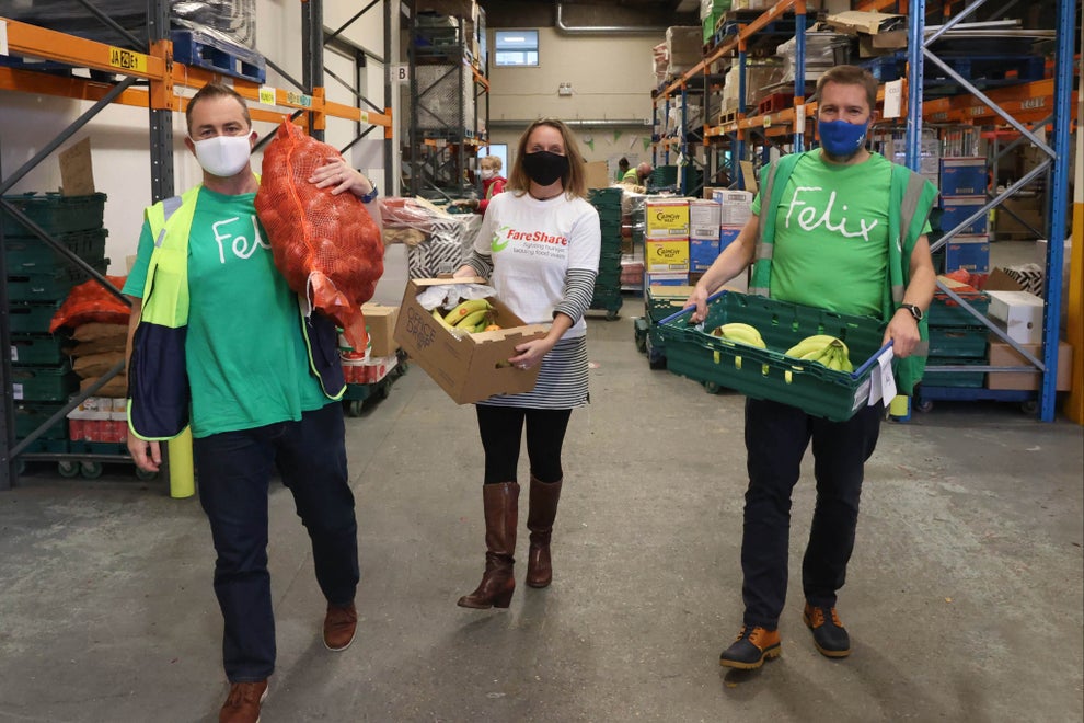 Mark Curtin, Felix Project CEO (left) at the FareShare depot in Deptford
