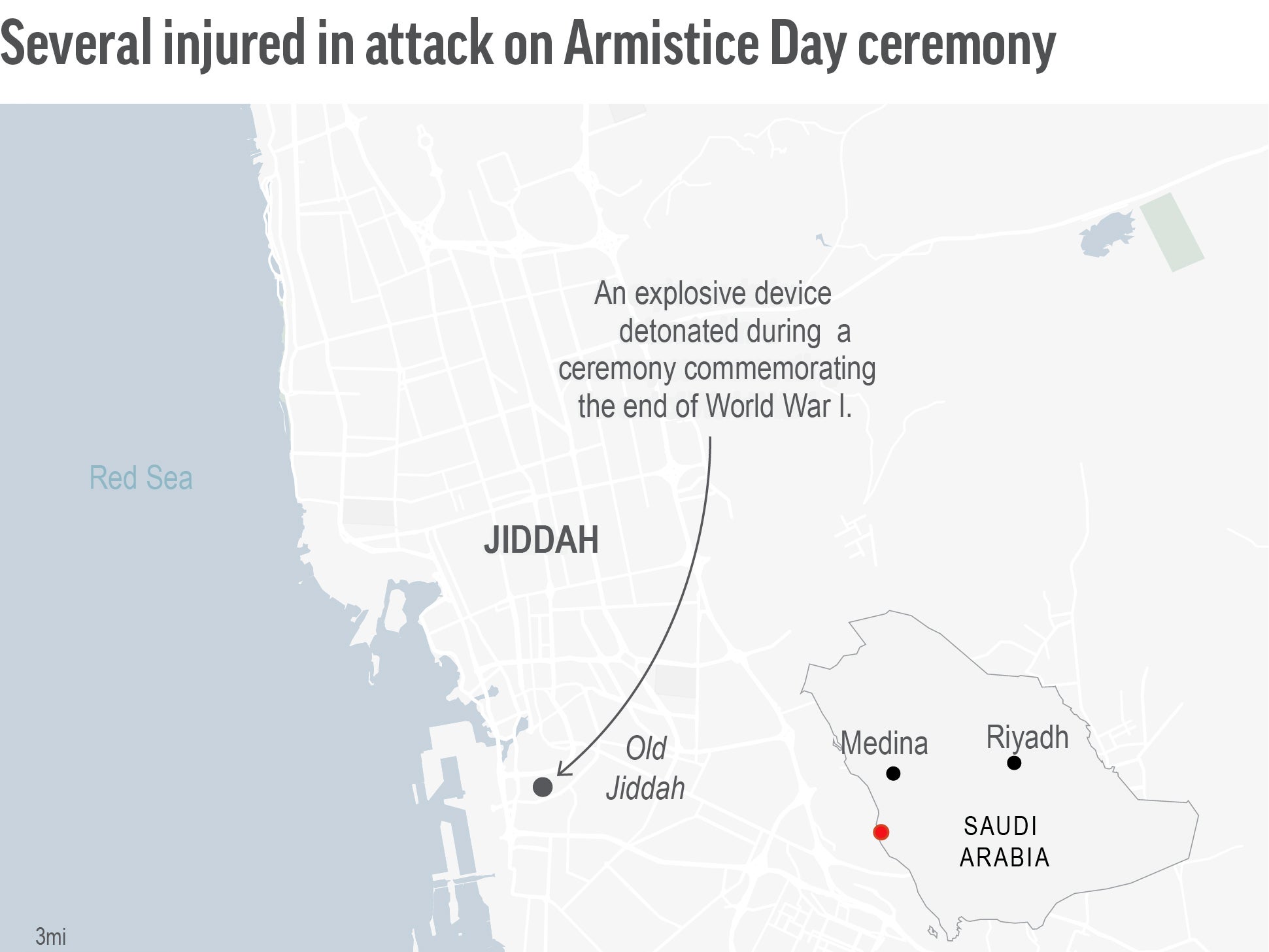 Map locates attack in Jiddah, Saudi Arabia