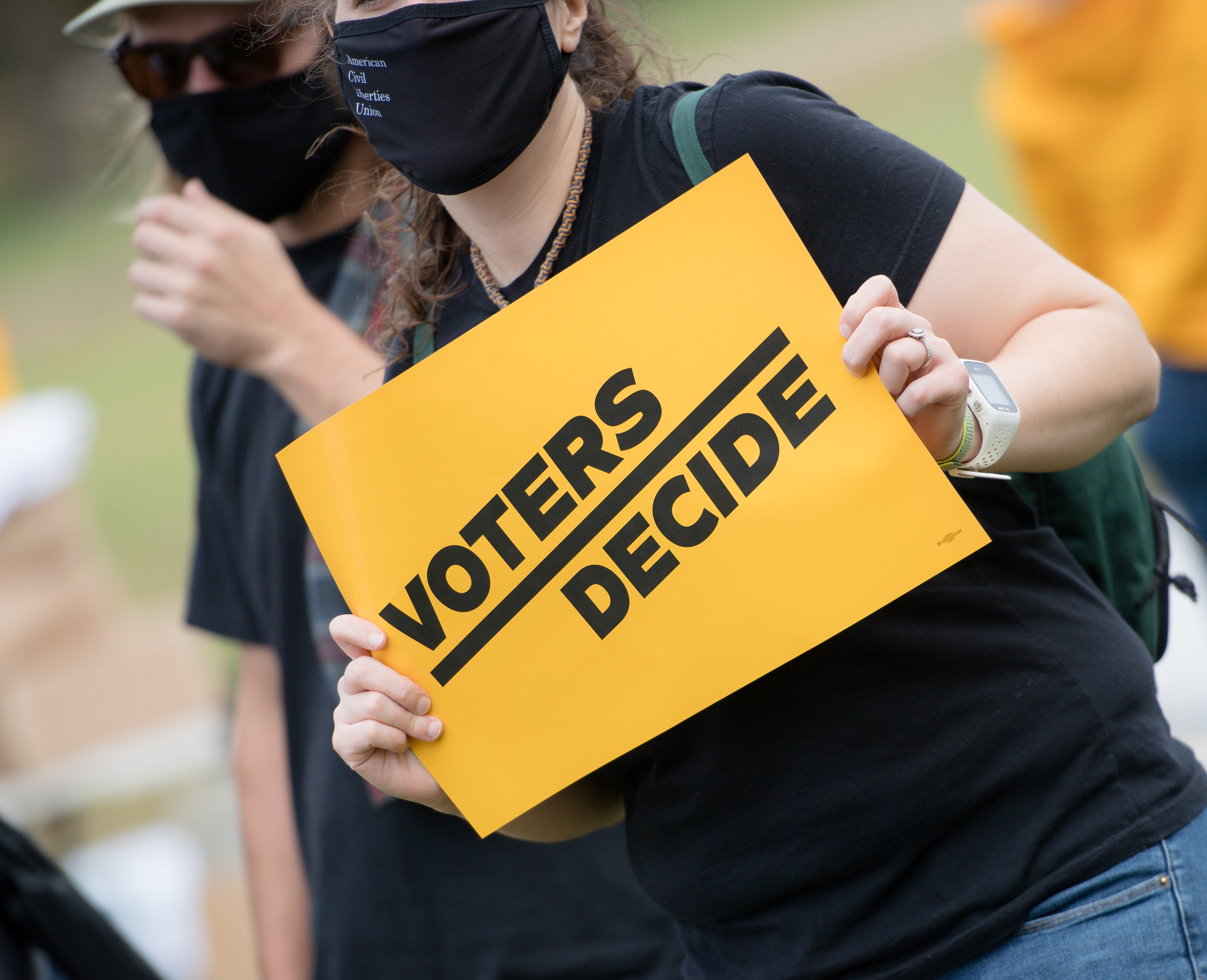 Rallygoers in Freedom Park deliver the ‘Count Every Vote’ message in the wake of the presidential election results on 07 November, 2020 in Atlanta, Georgia. Election officials in Georgia’s 159 counties are undertaking a hand tally of the 2020 race.