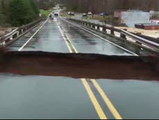 Bridge in North Carolina collapses live on air while a reporter stands just feet away