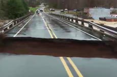 Bridge in North Carolina collapses live on air while a reporter stands just feet away