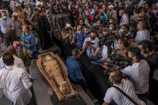 Egypt unveils ancient coffins, statues found in Saqqara