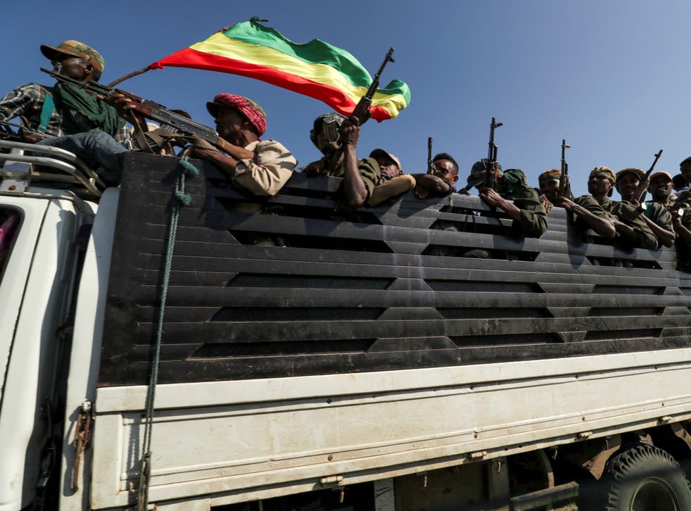 <p>Militia forces from the Amhara region near the border with Tigray</p>