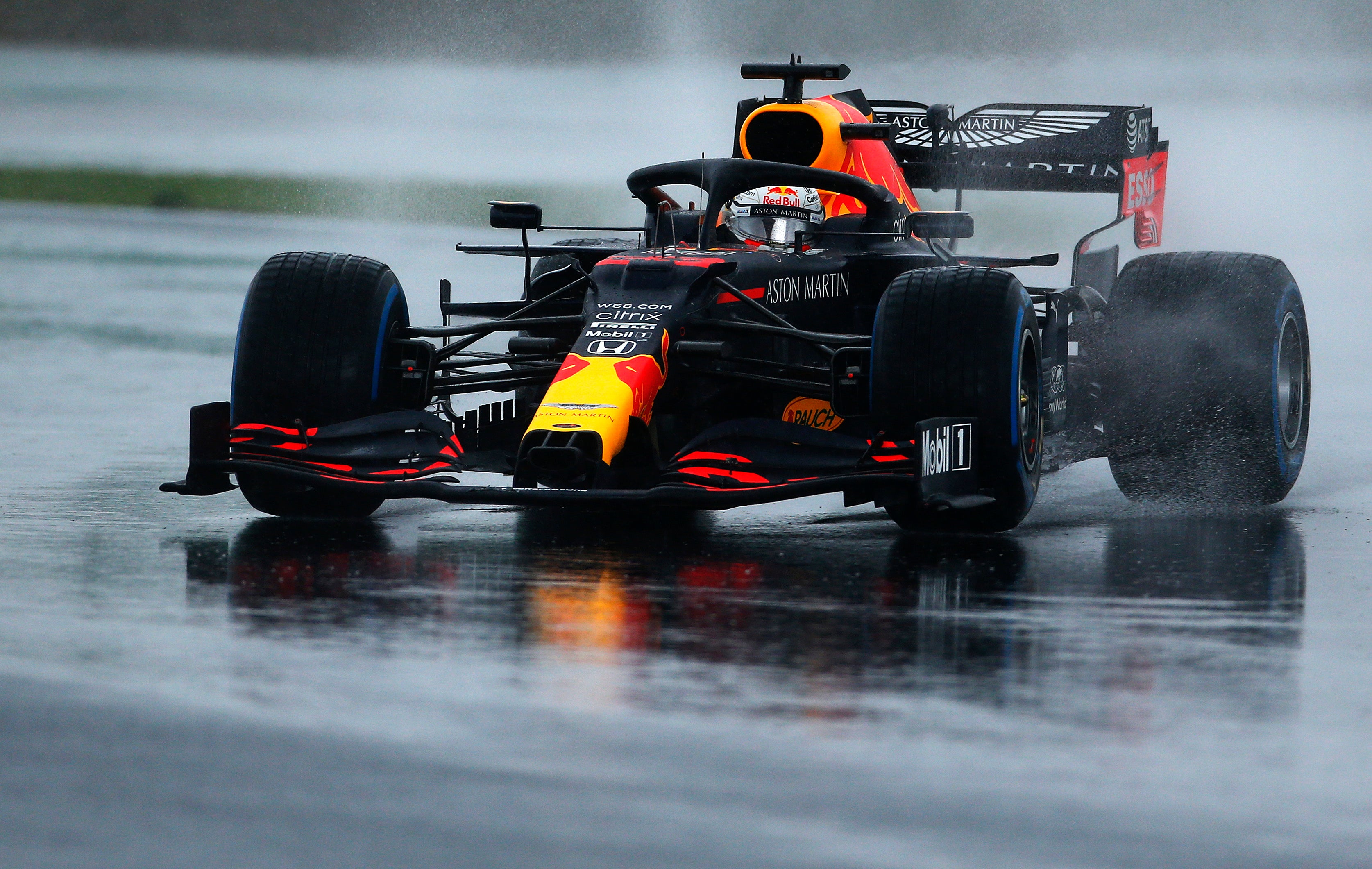 Max Verstappen split the two Racing Points in second place