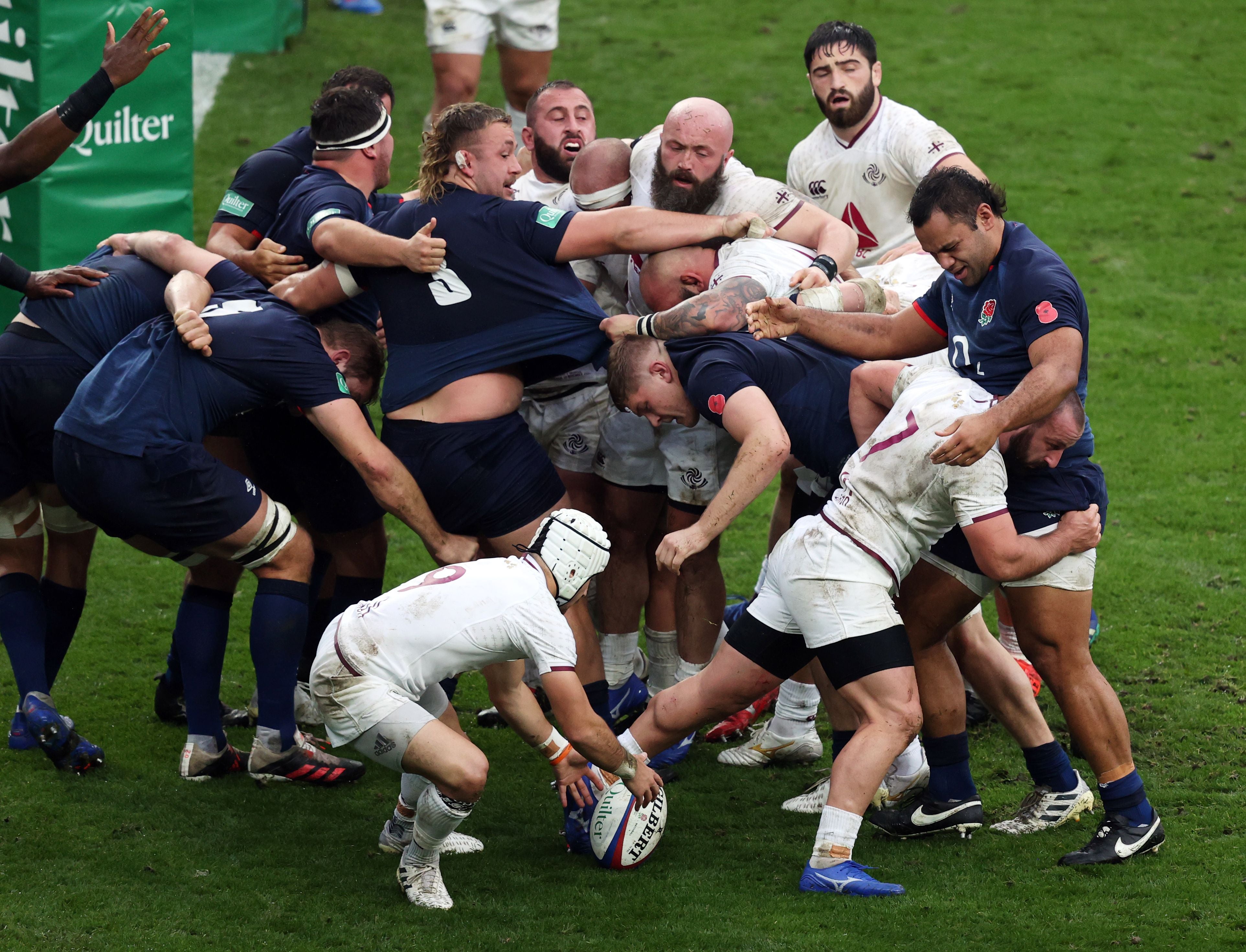 England dominated a number of scrum and lineout mauls as Jamie George scored a hat-trick