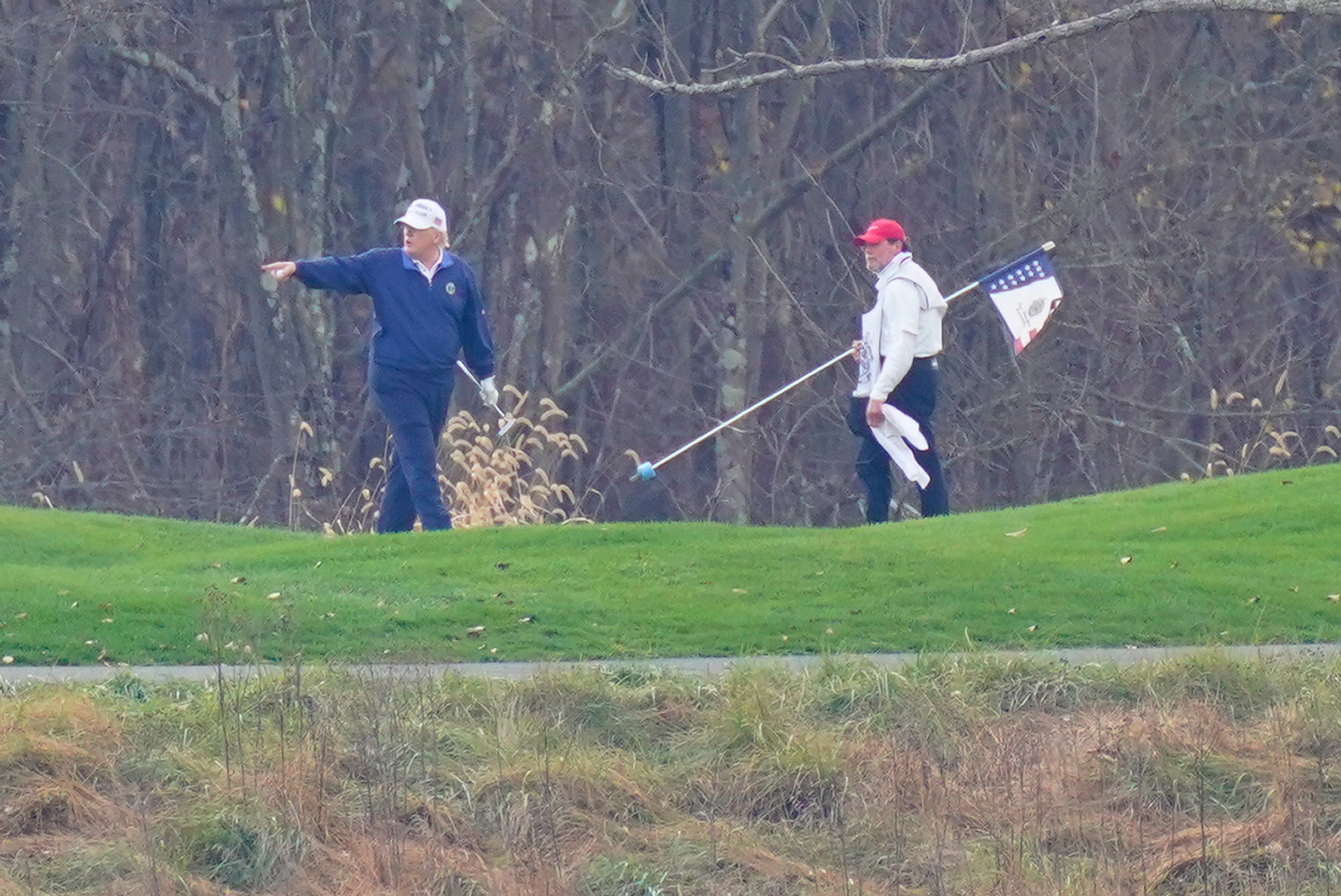 Donald Trump golfs over the weekend in Northern Virginia.
