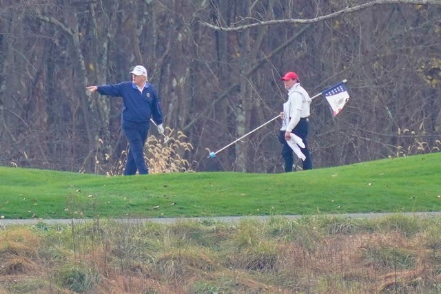 <p>Donald Trump golfs over the weekend in Northern Virginia.</p>