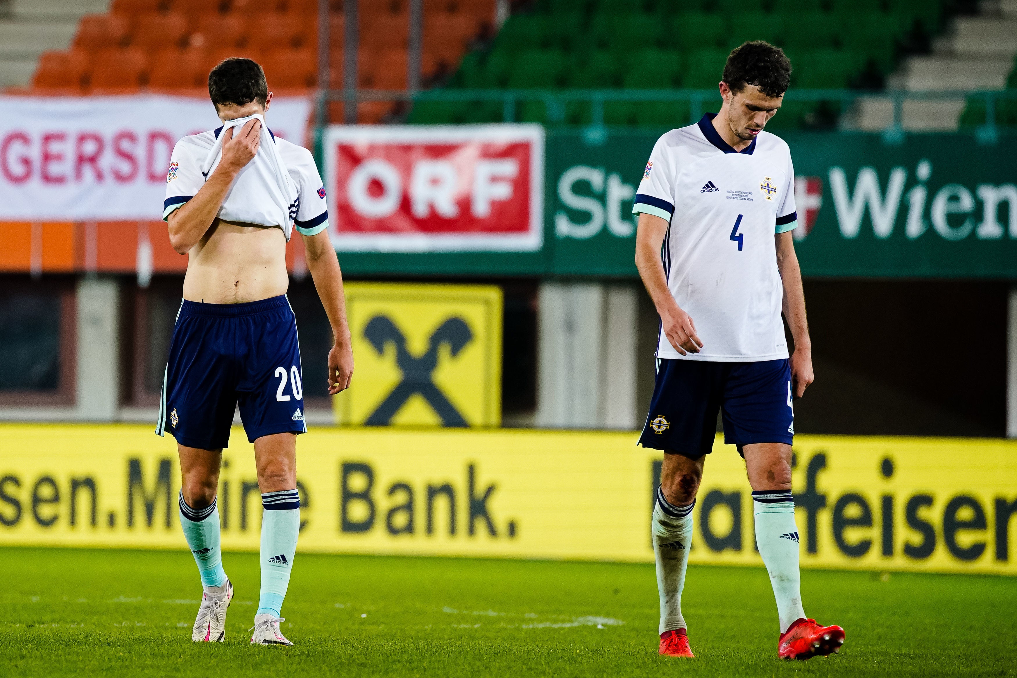Northern Ireland players react to defeat in Austria