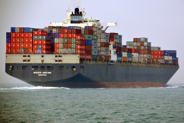 A container ship approaches Hong Kong. Shipping is a major source of global greenhouse gases