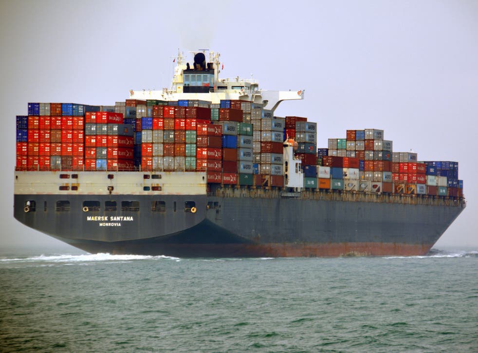 A container ship approaches Hong Kong. Shipping is a major source of global greenhouse gases