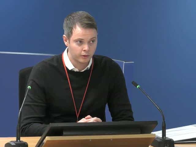 <p>Jonathan Roper giving evidence to the Grenfell Tower inquiry in London</p>