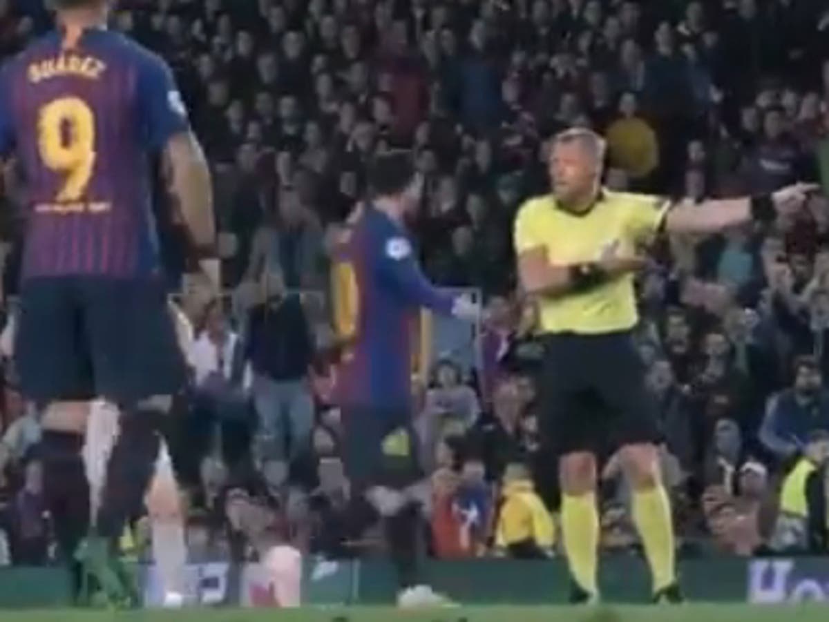 Lionel Messi told to ‘show Liverpool some respect’ by referee in new footage from Champions League tie