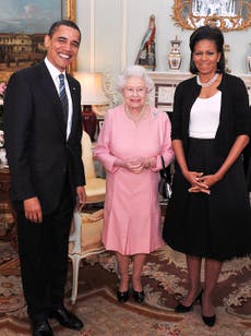 Barack Obama discusses moment Michelle put arm around the Queen