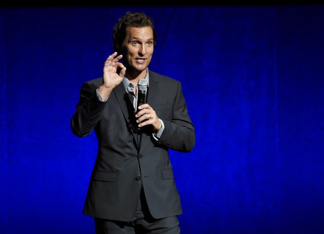 Matthew McConaughey, a cast member in the upcoming film "White Boy Rick," addresses the audience during the Sony Pictures Entertainment presentation at CinemaCon on April 23, 2018, in Las Vegas. McConaughey turns 51 on Nov. 4. (Photo by Chris Pizzello/Invision/AP, File)