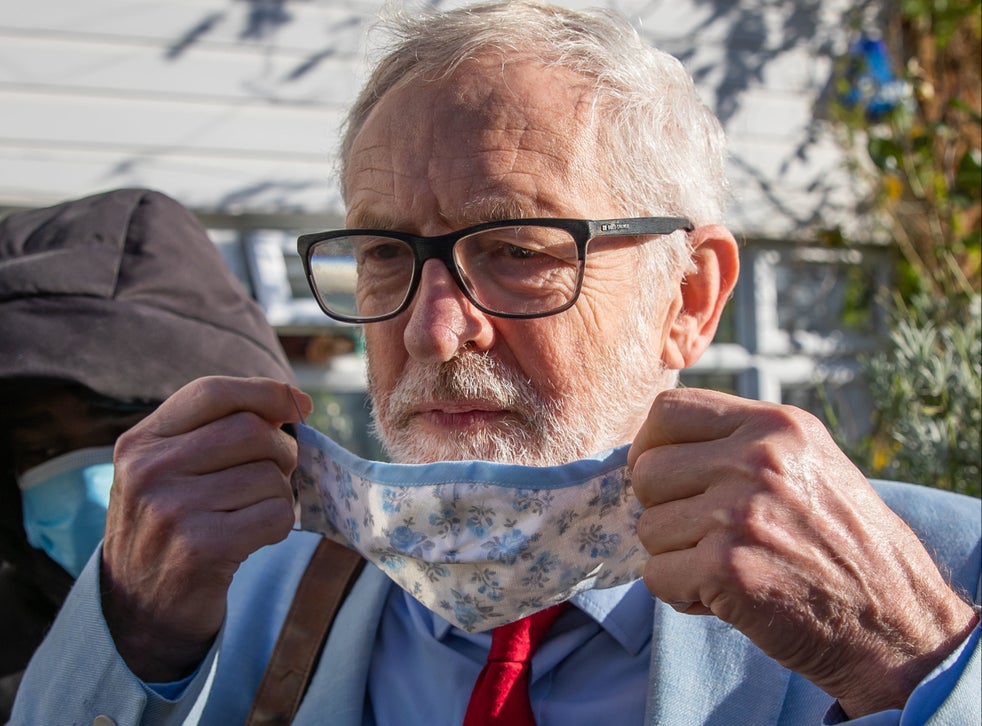 Former Labour leader Jeremy Corbyn leaves his house in North London