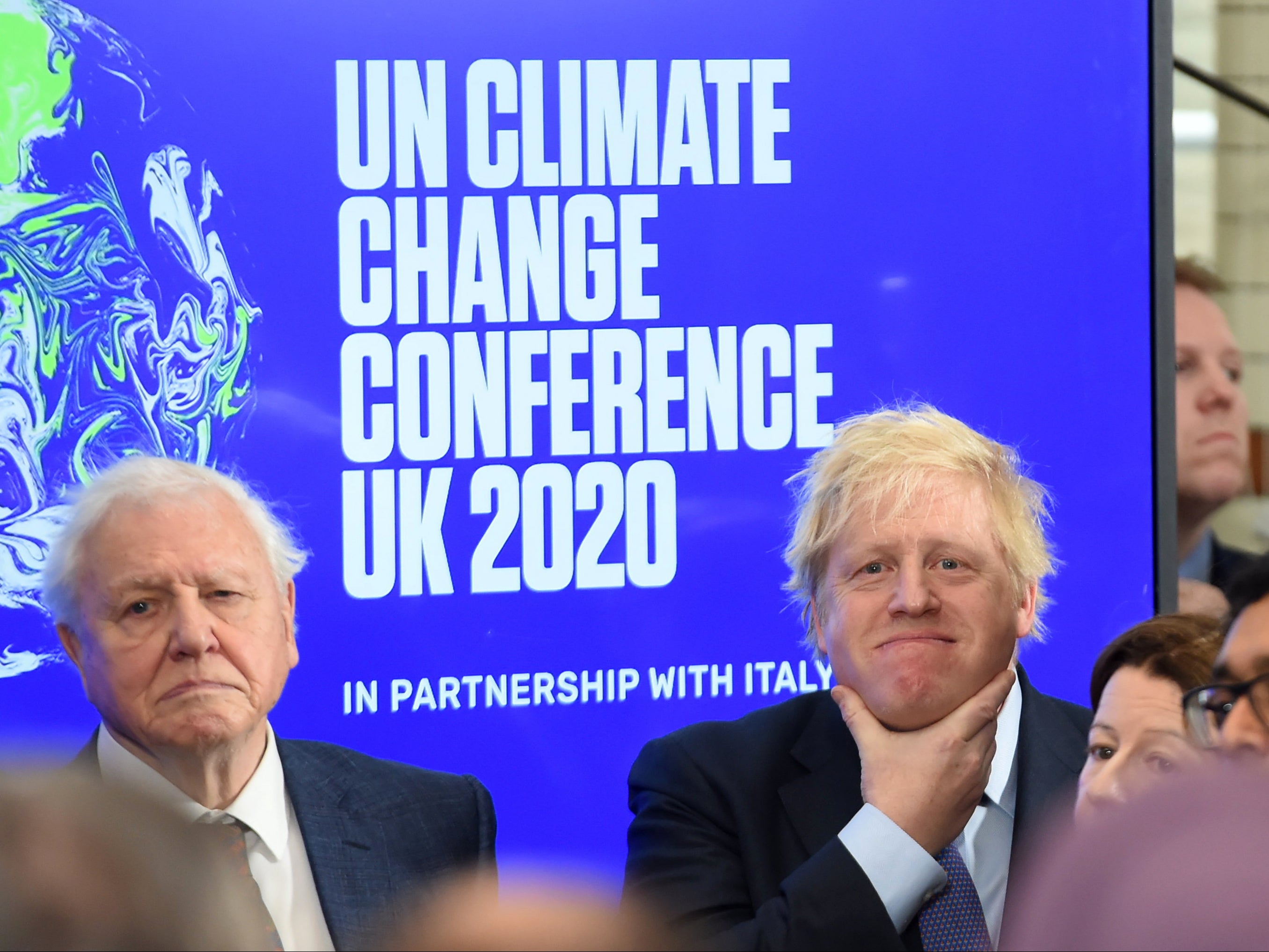 Boris Johnson, seen with Sir David Attenborough, wants to reduce nation’s carbon footprint before the COP26 summit next November