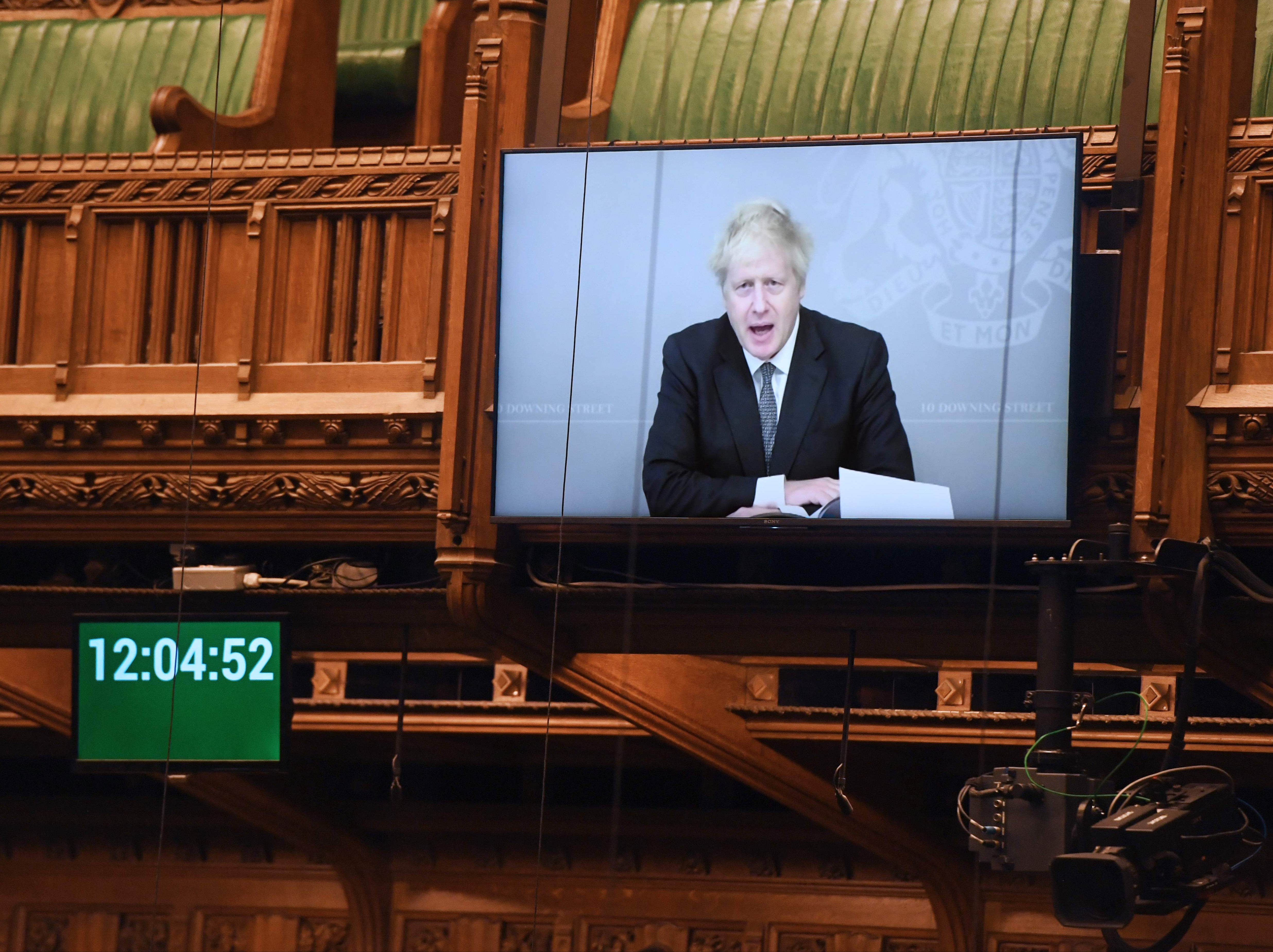 Boris Johnson made his statement to parliament on defence spending from isolation by video link